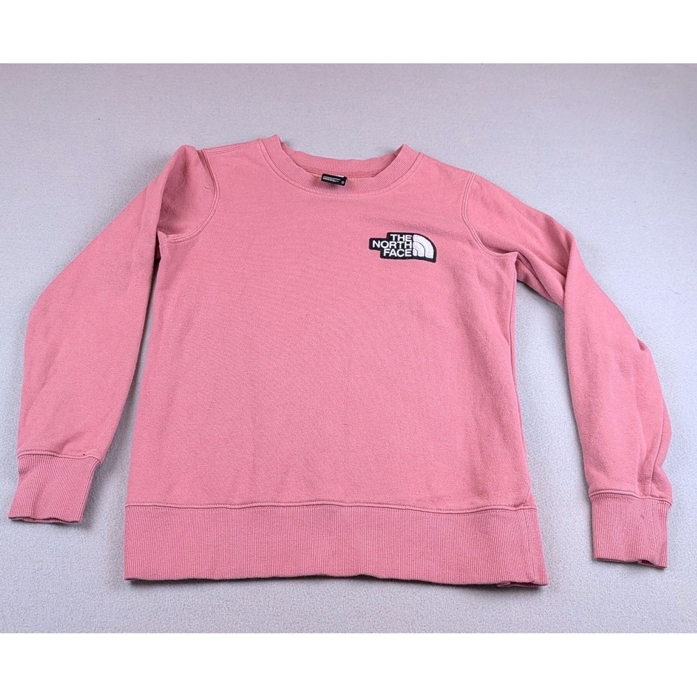 The North Face Womens Crew Neck Sweatshirt Pink Logo Patch Pullover XS